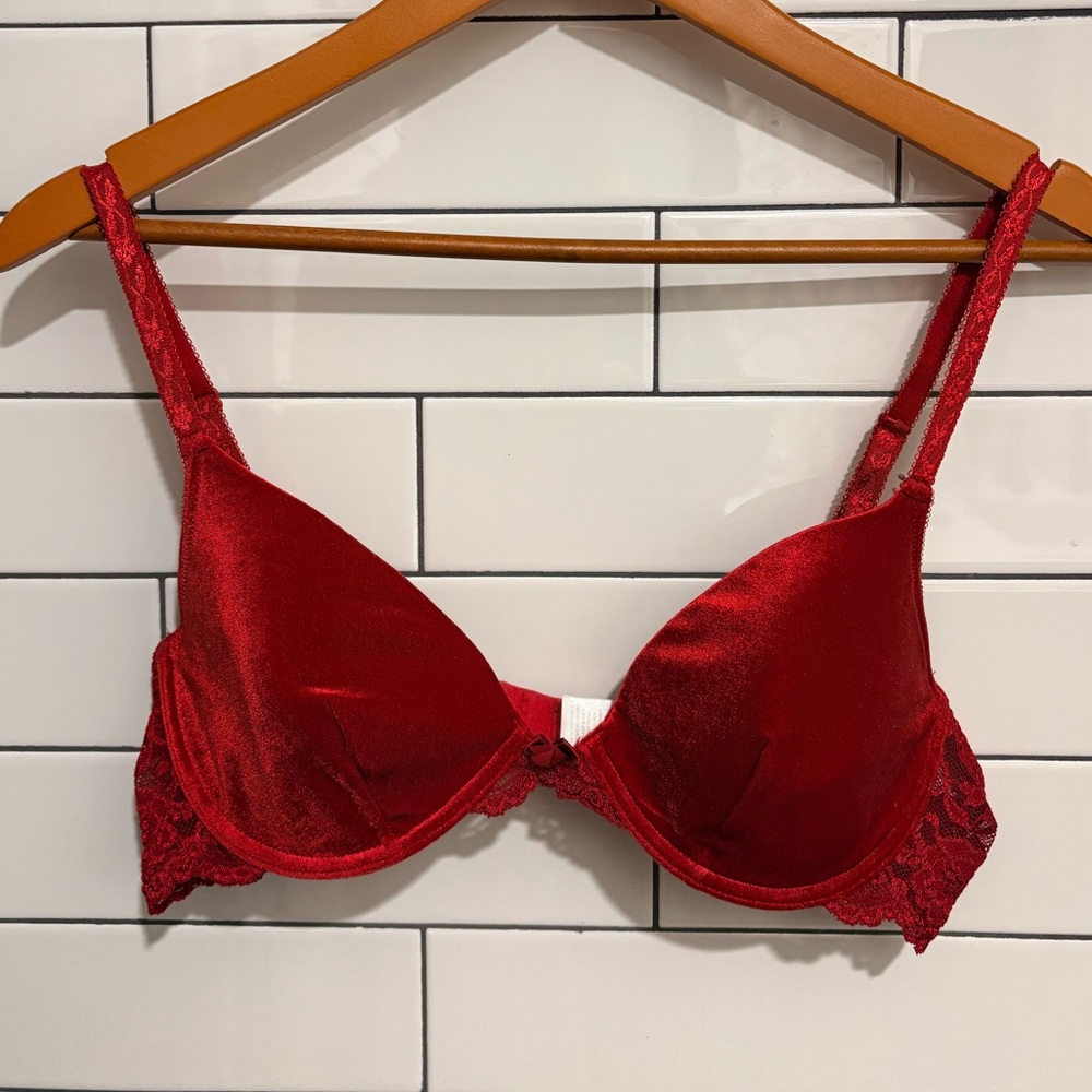 Nordstrom Luxurious Scarlet Velvet Lace Bra 36C